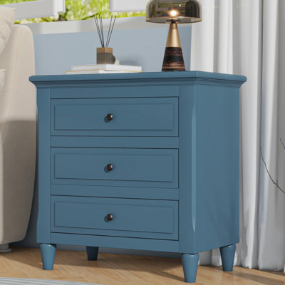Hafner 3-Drawer Nightstand Storage Wood Cabinet