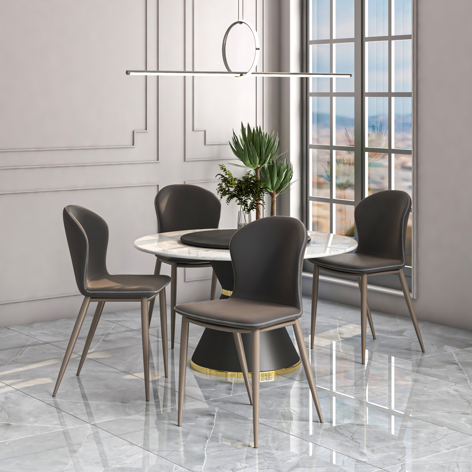 Steves Fabric Metal Side Chair Dining Chair, Set of 2, Black