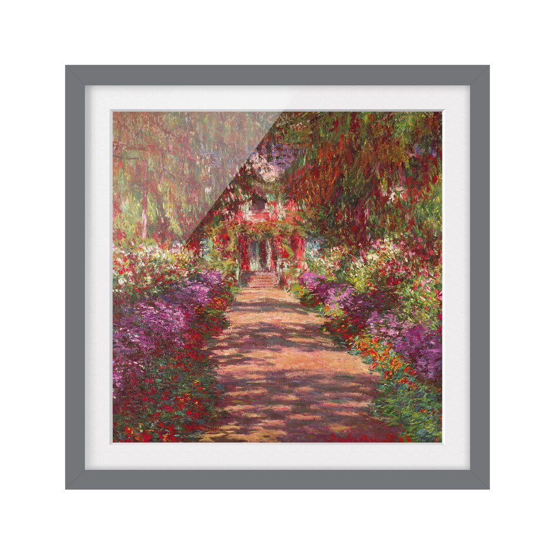 Gerahmter Kunstdruck Weg im Garten von Monet in Giverny von Claude Monet