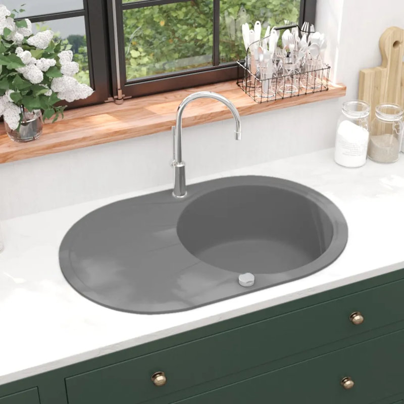 Belfry Kitchen Nala W Single Bowl Kitchen Sink, Grey