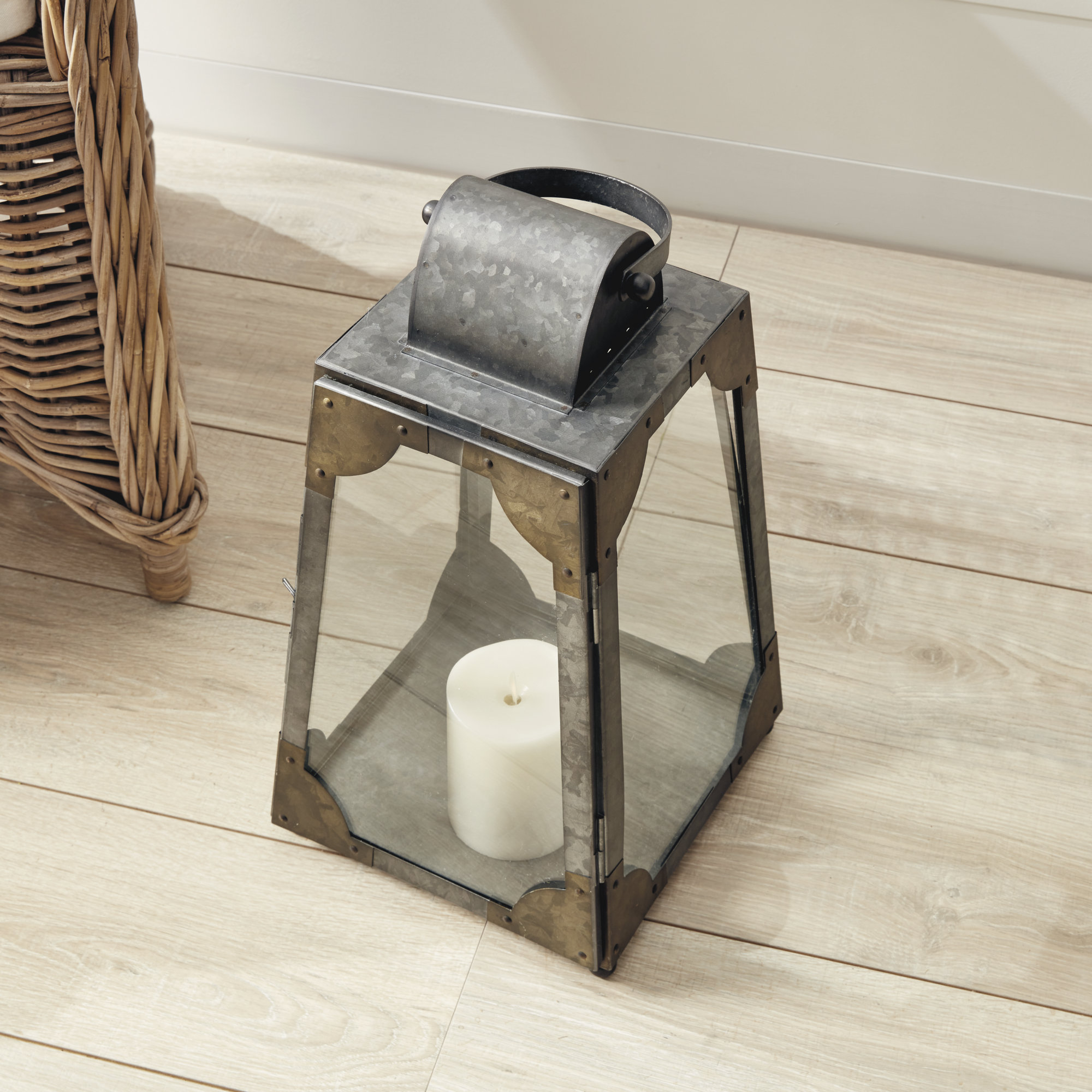 Idora Metal Tabletop Lantern, 18.5" H x 10" W x 10" D