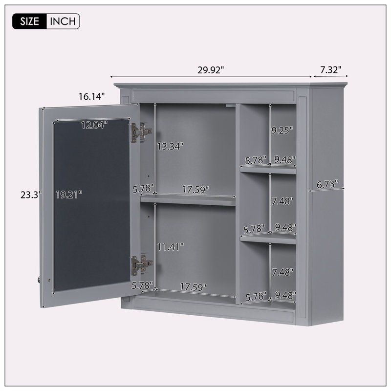 Pharmacie murale 30 "x 28", Gris