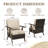 5 Piece Outdoor Wicker Conversation Set With Two Sofas Two Single Chairs And Coffee Table Beige Cushions Brown Table
