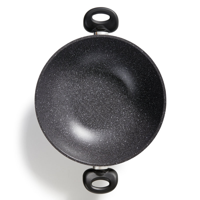 Stoneline Non-Stick Aluminum Wok with Lid, Black