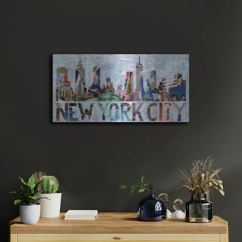 «New York» par Artpoptart, art mural en métal, H 12 po x l 24 po