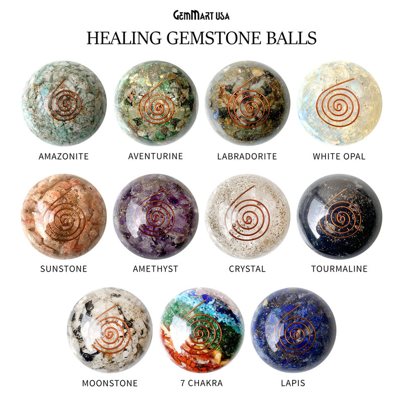 Natural Polished Gemstone Sphere, Large Decorative Accent, Crystal Ball, 52mm, 7 Chakra