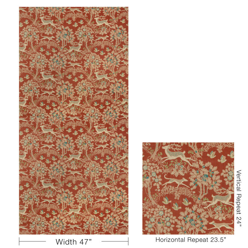 Mille Fleur Print, Brick