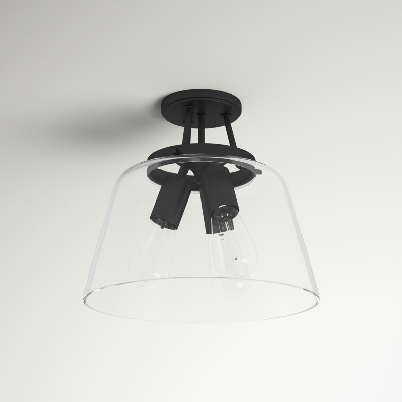Macklin 3 - Light 13'' Simple Dome Semi Flush Mount in Matte Black, Matte Black