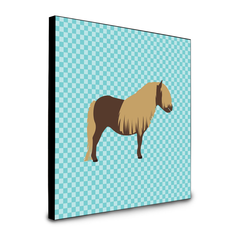 Panneau mural d’art cheval shetland pony Chivan, bleu