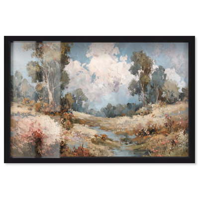 Décoration murale rétro Whispering Willows Shadowbox Print par Art Remedy, cadre noir, 46 x 31