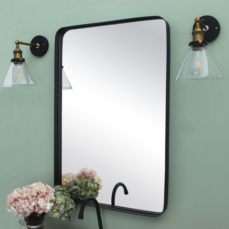 Miroir de salle de bain Arthers, Noir mat, H 30 po x l 20 po