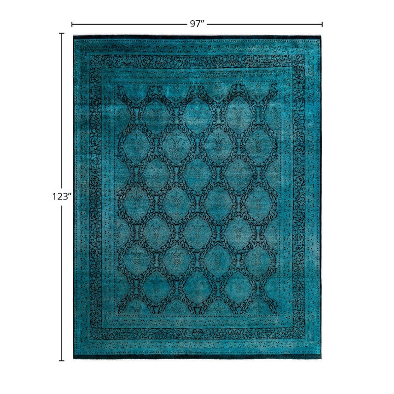 Tapis bleu surteint de conception unique 8 pi 1 po x 10 pi 3 po
