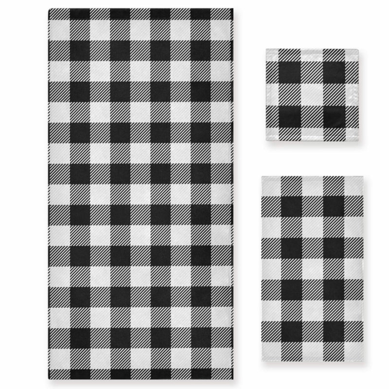 CozyPlaid Absorbent Bath Towel Set - Soft & Comfortable 3-Piece for Home & Hotel Decor