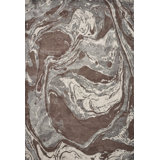 Chaudoin Abstract Machine Woven Rectangle 6'7" x 9'6" Polypropylene Area Rug in Mocha Brown/Beige