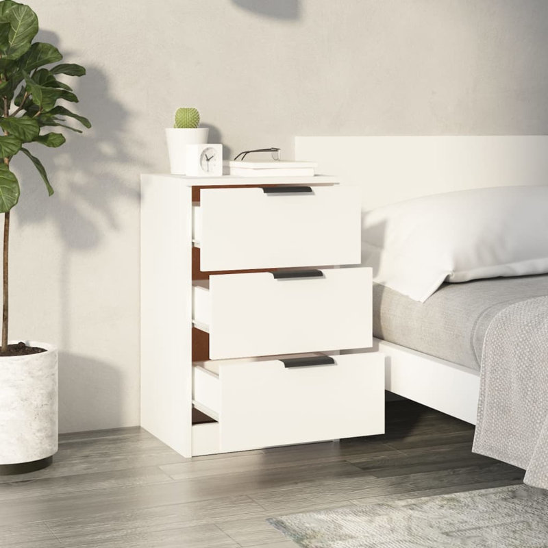 40cm W Bedside Table, White