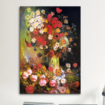 Reproduction d’art sur toile, "vase avec bleuet et coquelicots, pivoines et chrysanthèmes" par vincent van gogh