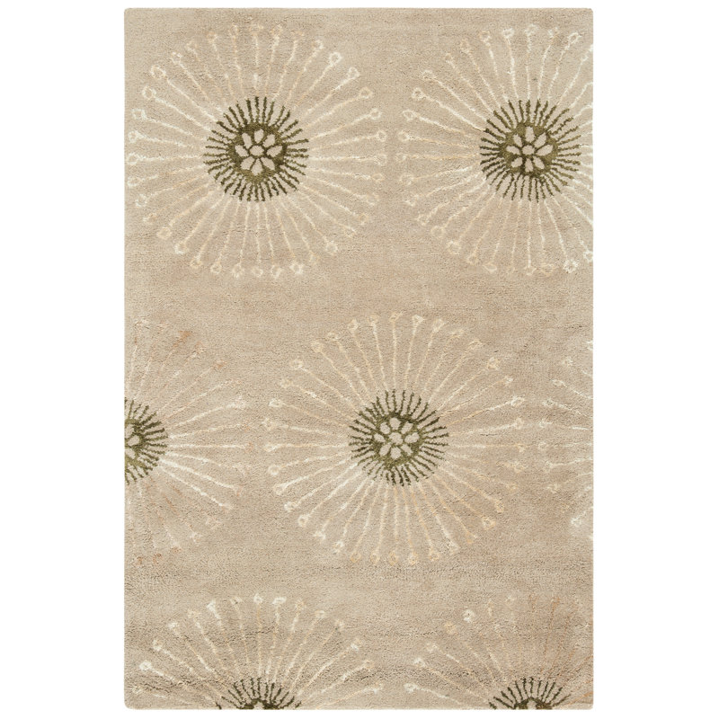 Tapis beige / brun en laine touffeté à la main Avayah, Rectangle 3 pi 6 po x 5 pi 6 po