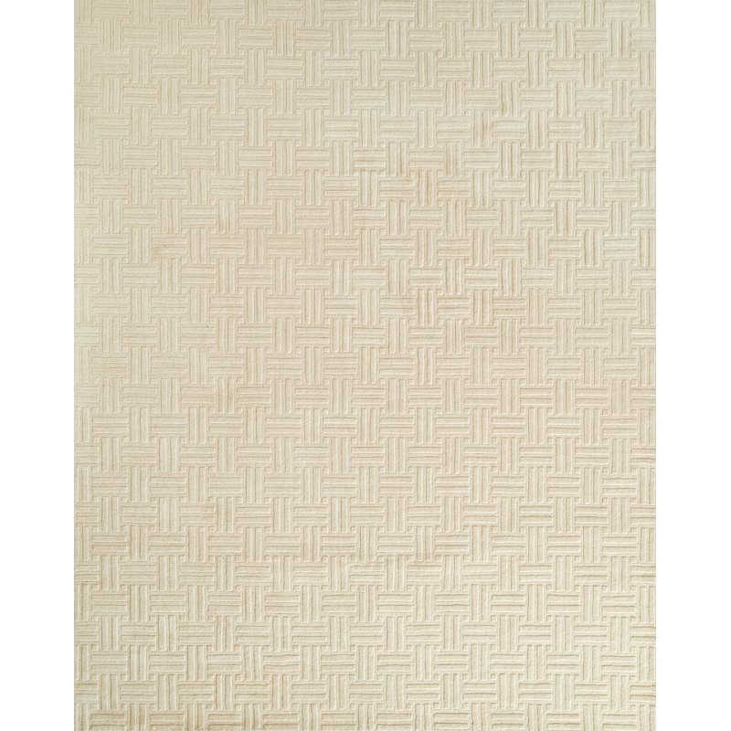 Maricopa Contour Hand Loomed Wool Geometric Ivory Area Rug, Rectangle 2' x 3'