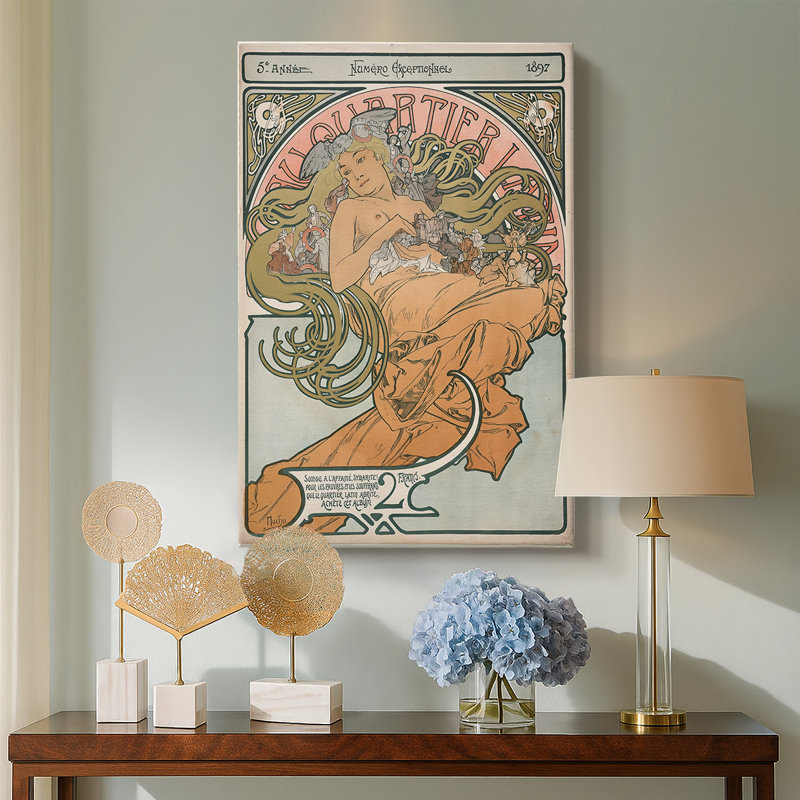 Au Quartier - Toile tendue sur toile de style latino par Alphonse Mucha, 24 po x 36 po