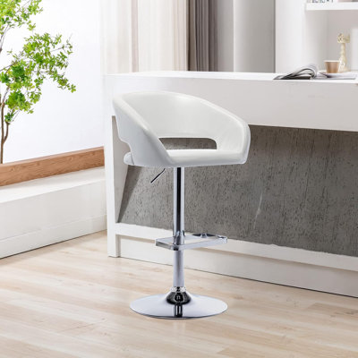Swivel Adjustable Height Bar Stools with Hollow Back and Arms, Modern PU Leather and Metal base Counter Stools,for Kitchen Dining Room
