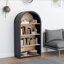 Bibliothèque arquée noire à 4 niveaux avec bibliothèque de 43 po de hauteur et tablettes de rangement