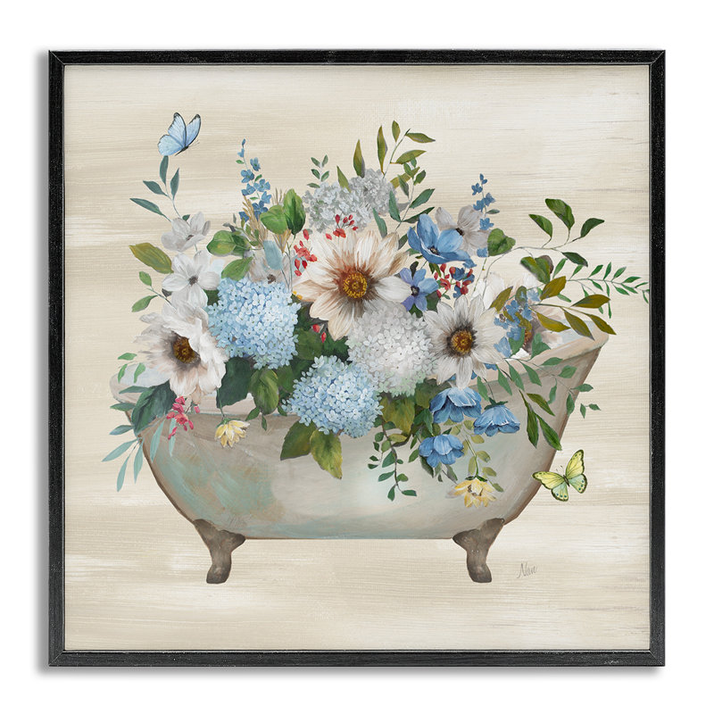 Art floral, giclée sur fond de baignoire par Nan, Estampe numérique Farmhouse, H 17 po x l 17 po