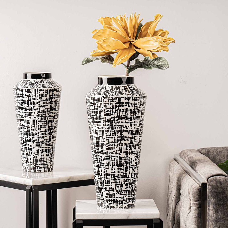 Classy Ceramic Vase for the Living Room, Patterened Vase Decor, 40.5cm H x 19cm W x 19cm D