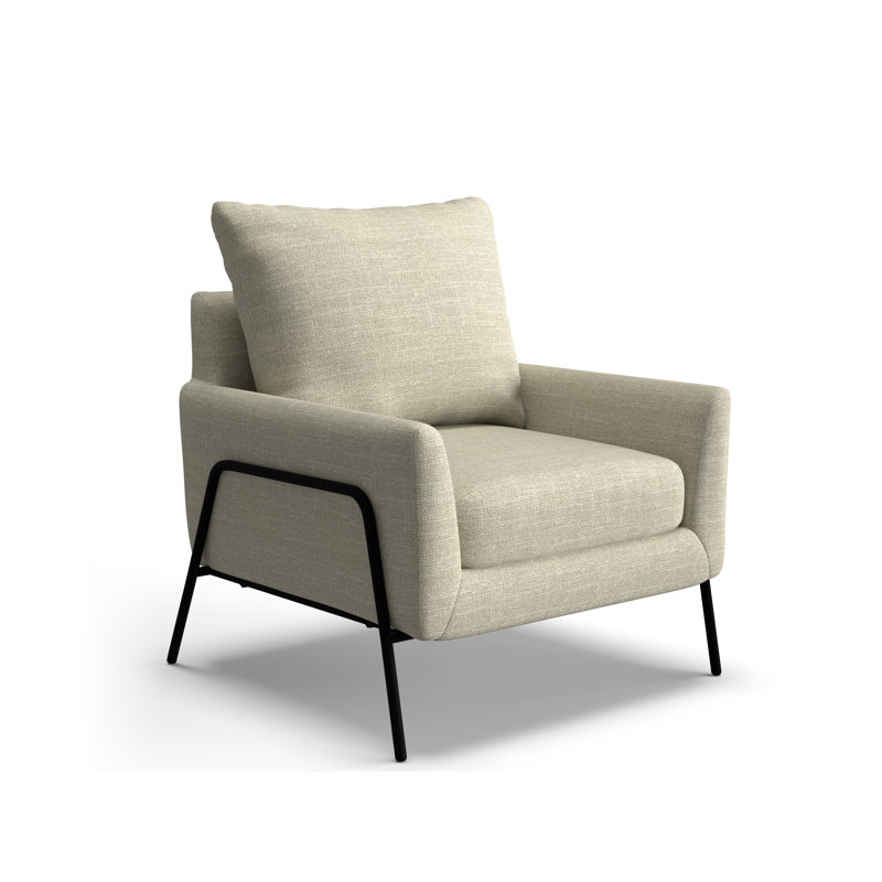 Chaise d'appoint avec pieds en métal noir, Ivoire - 22533