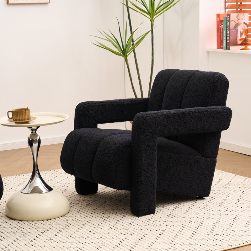 Fauteuil rembourré Boucle, Bouclé noir