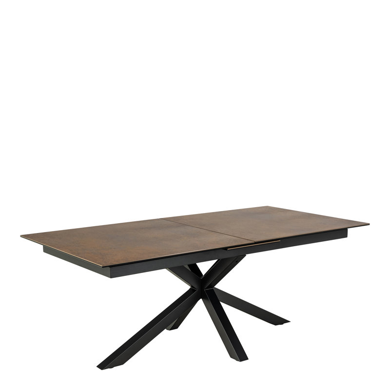 Harrisonburg Extendable Metal Base Dining Table, Brown, 76cm H x 100cm W x 240cm L