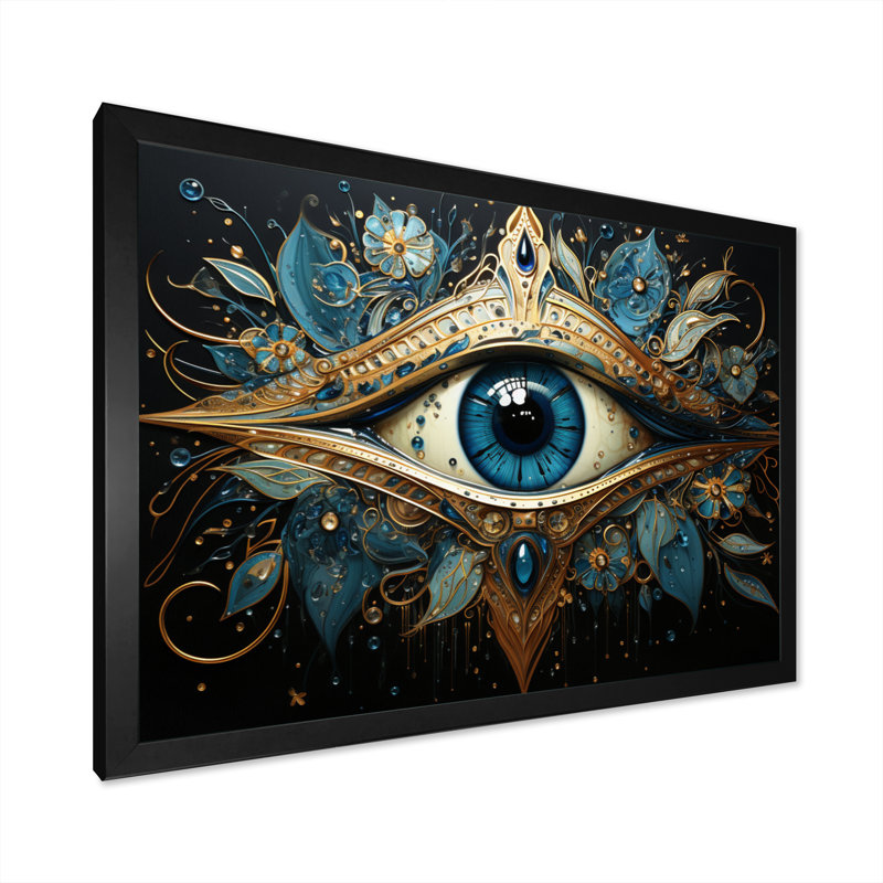 Judaism Hamsa Blessings Eye I - Judaism Wall Art, Cadre simple noir, H 12 po x l 20 po x P 1 po