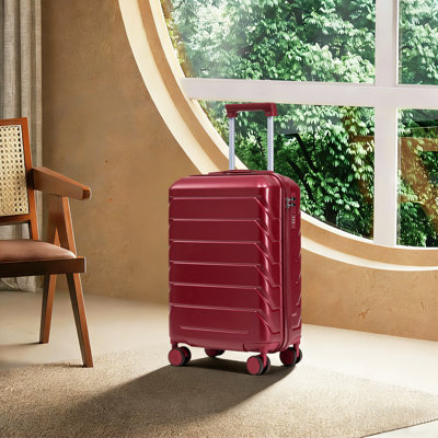 20 Inch Abs Hard Shell Checked Luggage Scratch Resistant With 4 Spinner Wheels & Combination Lock