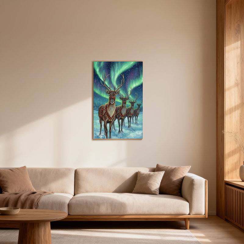 Animaux, renne dans un paysage d'hiver Aurora, H 18 po x l 12 po