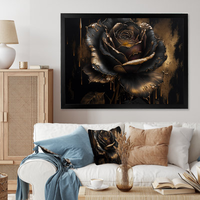 Black And Gold Rose I - Rose Wall Art