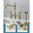 Double Handle Bridge Centerset Faucet with Side Sprayer for Kitchen Sinks-101981373