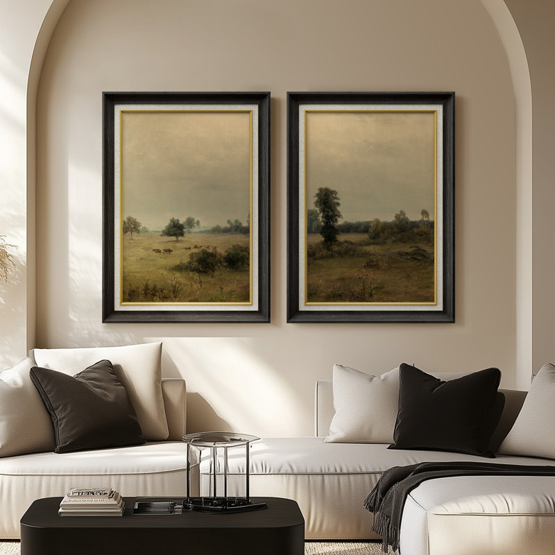 Ensemble de 2 œuvres d'art abstraites encadrées de qualité supérieure sur toile de qualité supérieure avec cadre de 26 po x 36 po