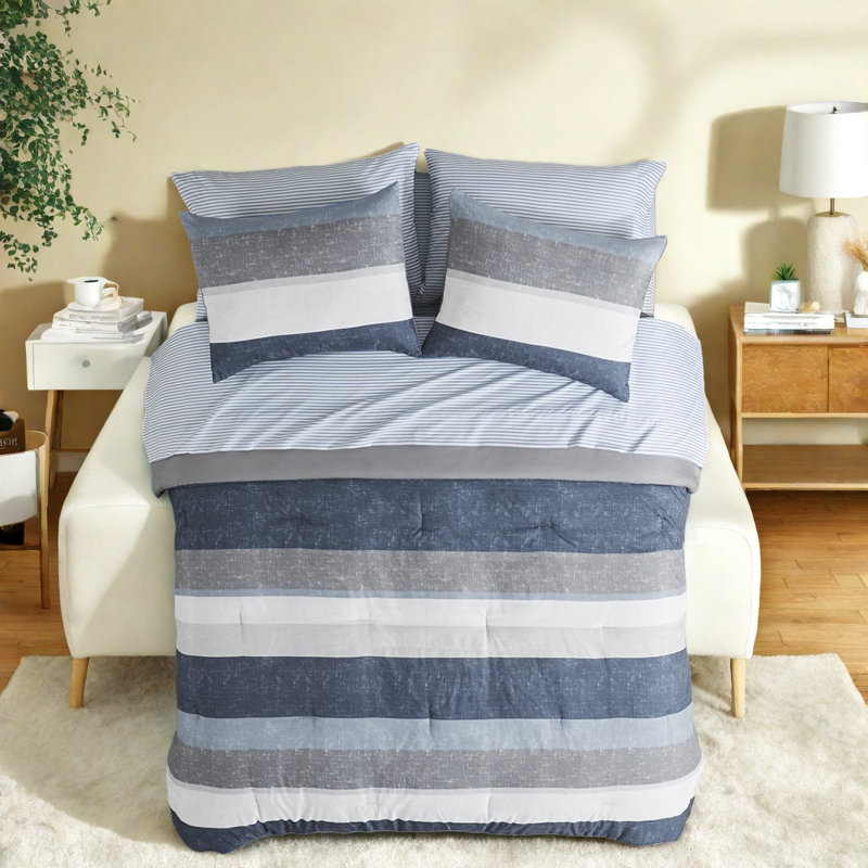 Ensembles de literie à rayures modernes, polyester hypoallergénique, grand lit pour le confort de la maison