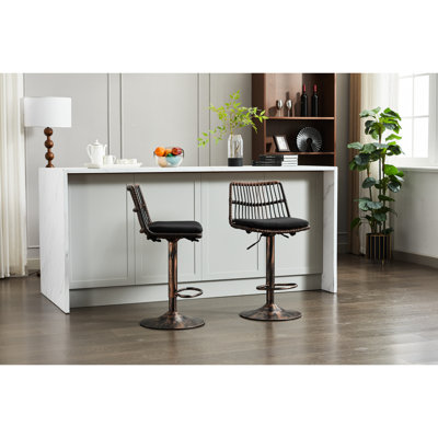 De 2 tabourets de bar, pivotant à 360 ° pour la salle à manger et la cuisine, réglable de 34,54 po à 42,91 po, repose-pieds design, métal, noir, chaise à hauteur de comptoir avec charge maximale de 250 lb avec conception, fabrication robuste en métal, poids