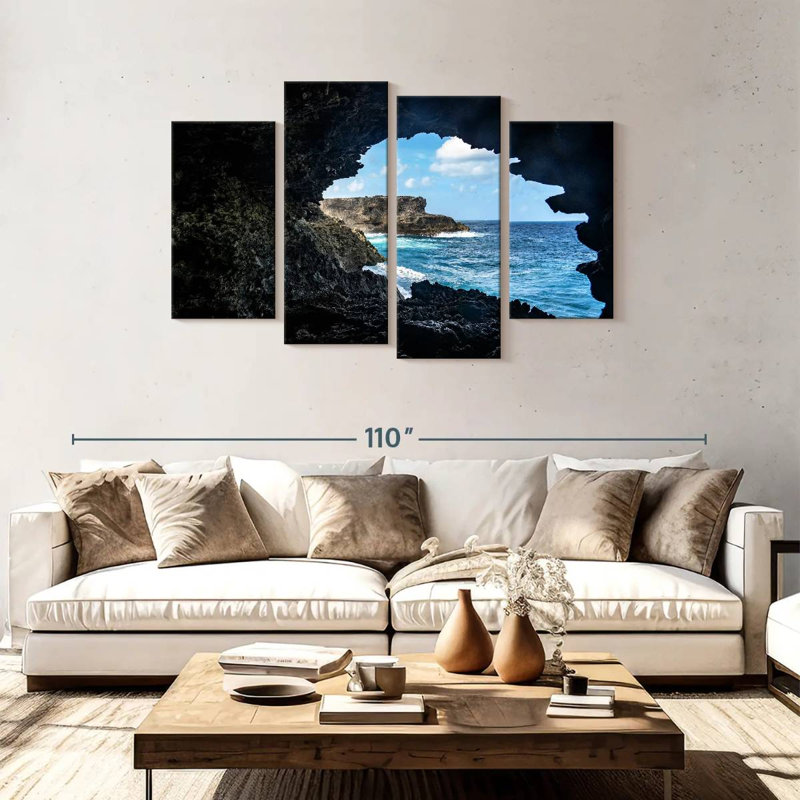 Gillard, Barbade, bord de mer, grotte, H 48 po x l 75 po