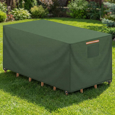 Durable 420D Outdoor Table Cover - Waterproof And UV-Resistant Patio Furniture Protector With Vents And Straps