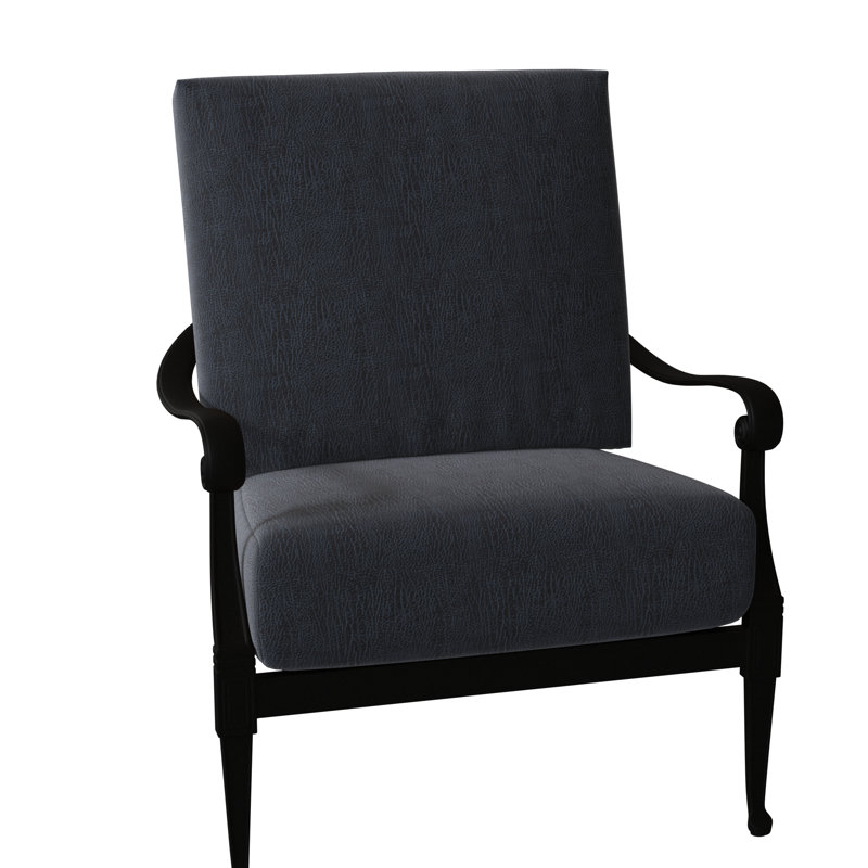 Wiltshire Outdoor Lounge Chair, Textured Black, Spectrum Denim Sunbrella® Plainweave