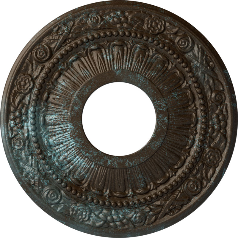 Médaillon de plafond H 12,125 po x l 12,125 po x P 0,875 po Nadia, Patine bleue bronze