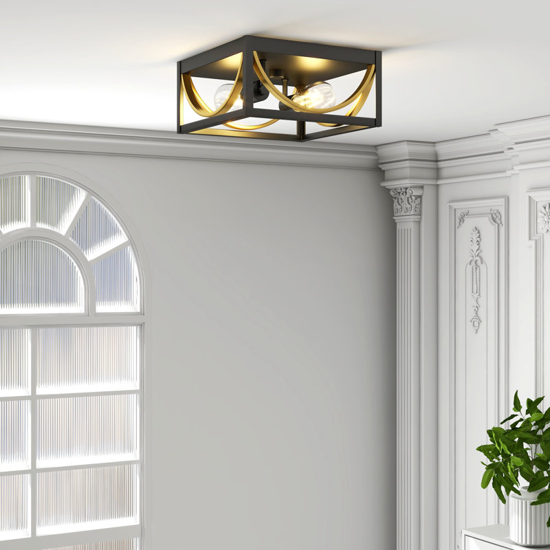 Plafonnier encastré 2 lumières Redrow, Noir mat / Or