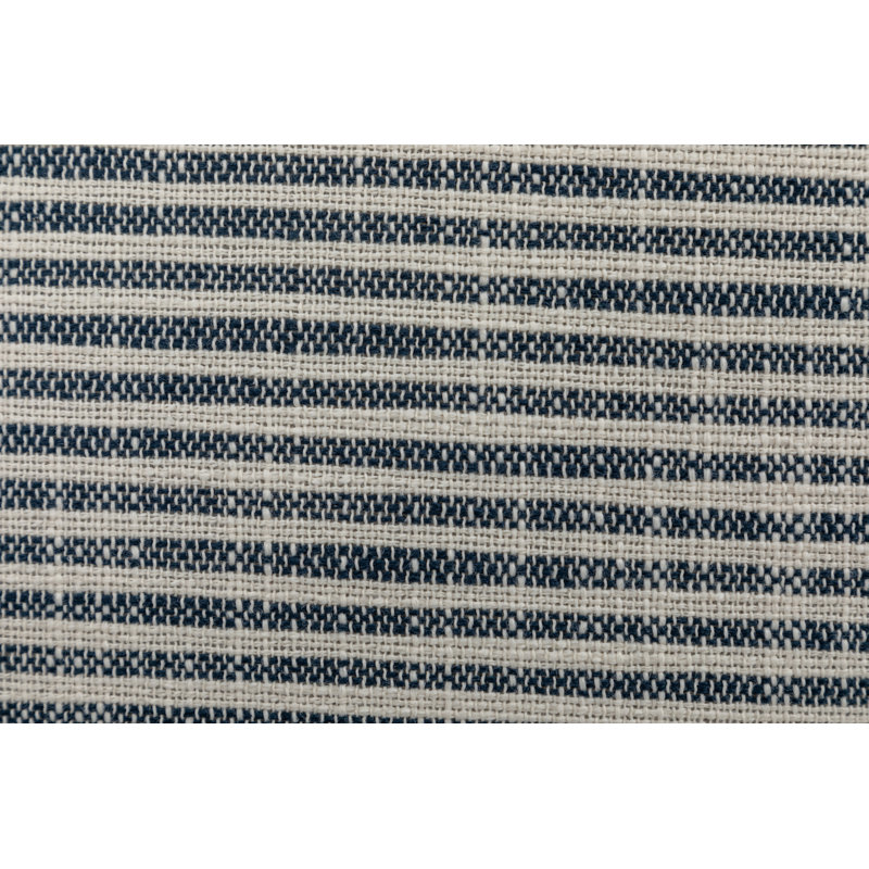 Upholstered Pouf, Blue and White Striped