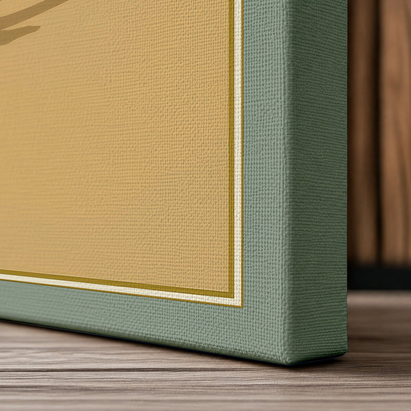 Leopard at Sunrise Minimalist - Wrapped Canvas, 36x24 - 91.4 x 61.0 cm, Sage Border