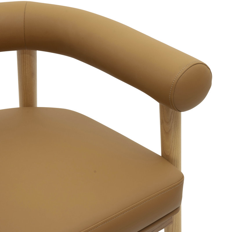 Tabouret de comptoir en cuir Spara, Cognac