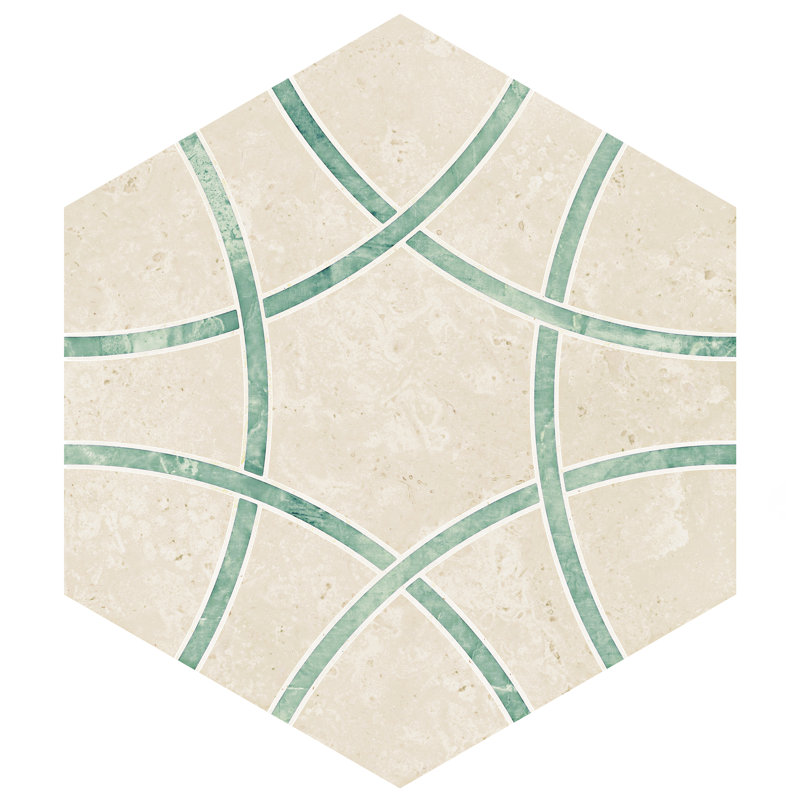 Bari Hex 11-1/4 In. X 13 In. Porcelain Floor And Wall Tile, Beige/vert, Aspect de pierre