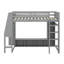Lit mezzanine en bois avec bureau, étagères à rangement multiples, DEL et portemanteau suspendu