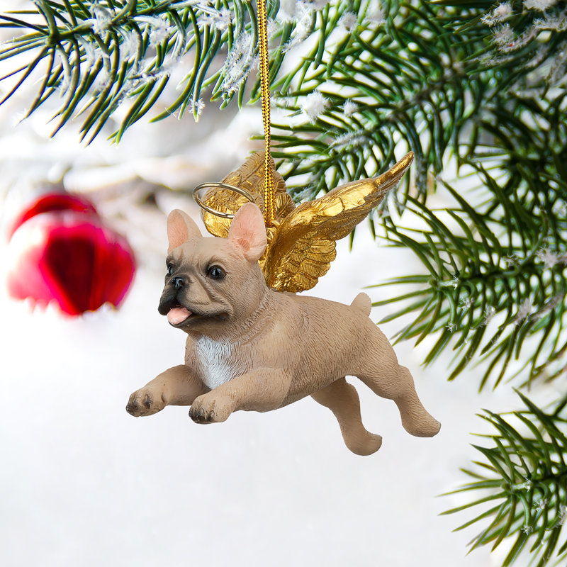 French Bull Dog Angel Holiday Ornament