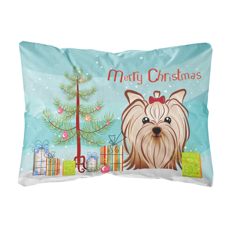  Coussin décoratif intérieur / extérieur Christmas Tree and Yorkie Yorkshire Terrier